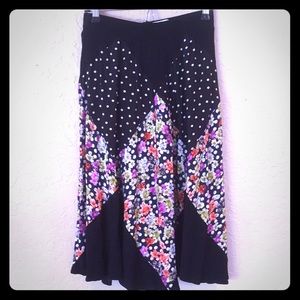 Anthropologie Boho Floral Polkadot Maxi Skirt sz S